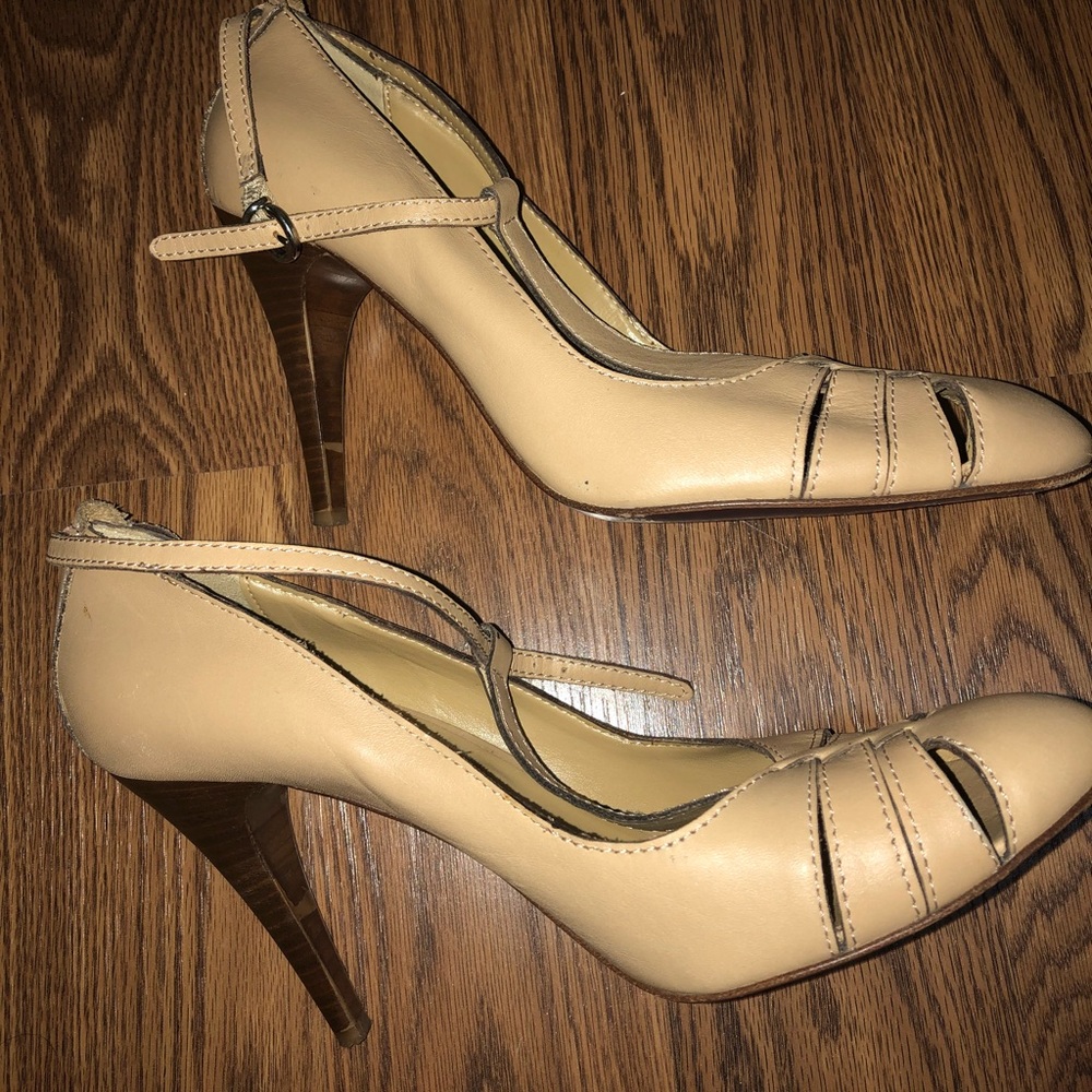 PINKO NUDE LEATHER HEELS MADE IN ITALY SIZE 10